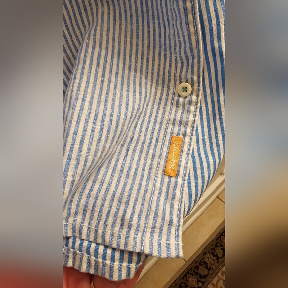 Tommy Bahama Relaxed Linen Blue Striped Men's Shirt Size Large NWT - Picture 10 of 13